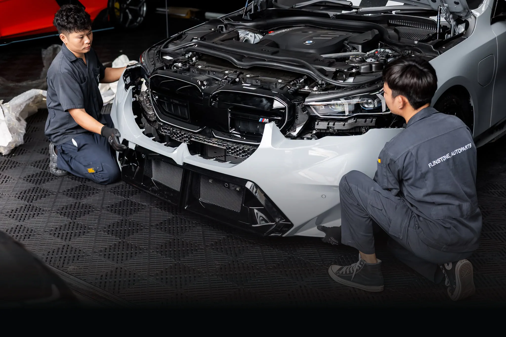 The Flinstone Autoparts workshop team Body Kit installation BMW M Performance Parts