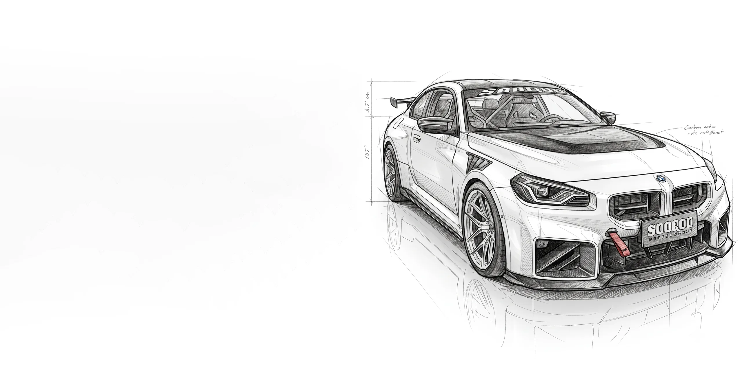 ภาพสเก็ตช์ BMW M2 ชุดแต่งคาร์บอนไฟเบอร์ SOOQOO PERFORMANCE