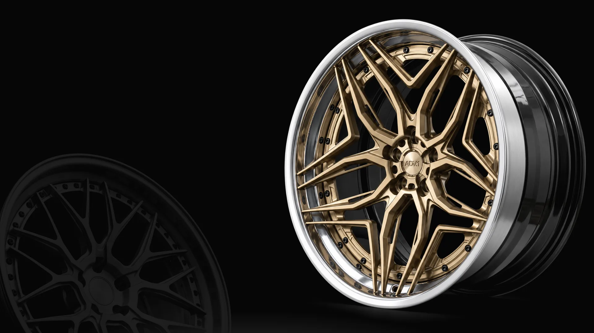 ADV.1 three-piece forged wheel in bronze with a chrome lip