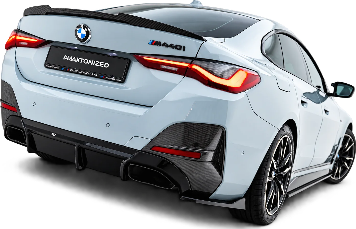 BMW M440i fitted with a Maxton Design spoiler and rear diffuser