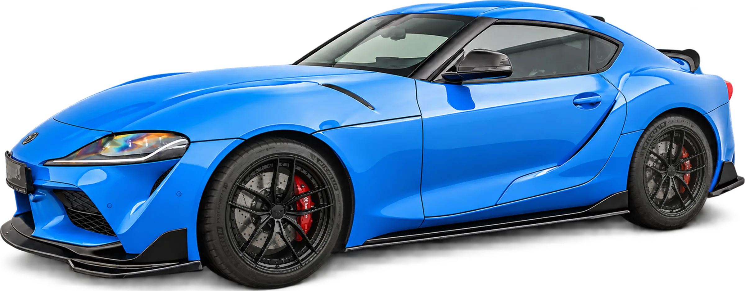 Toyota Supra fitted with a Maxton Design front splitter and side skirts