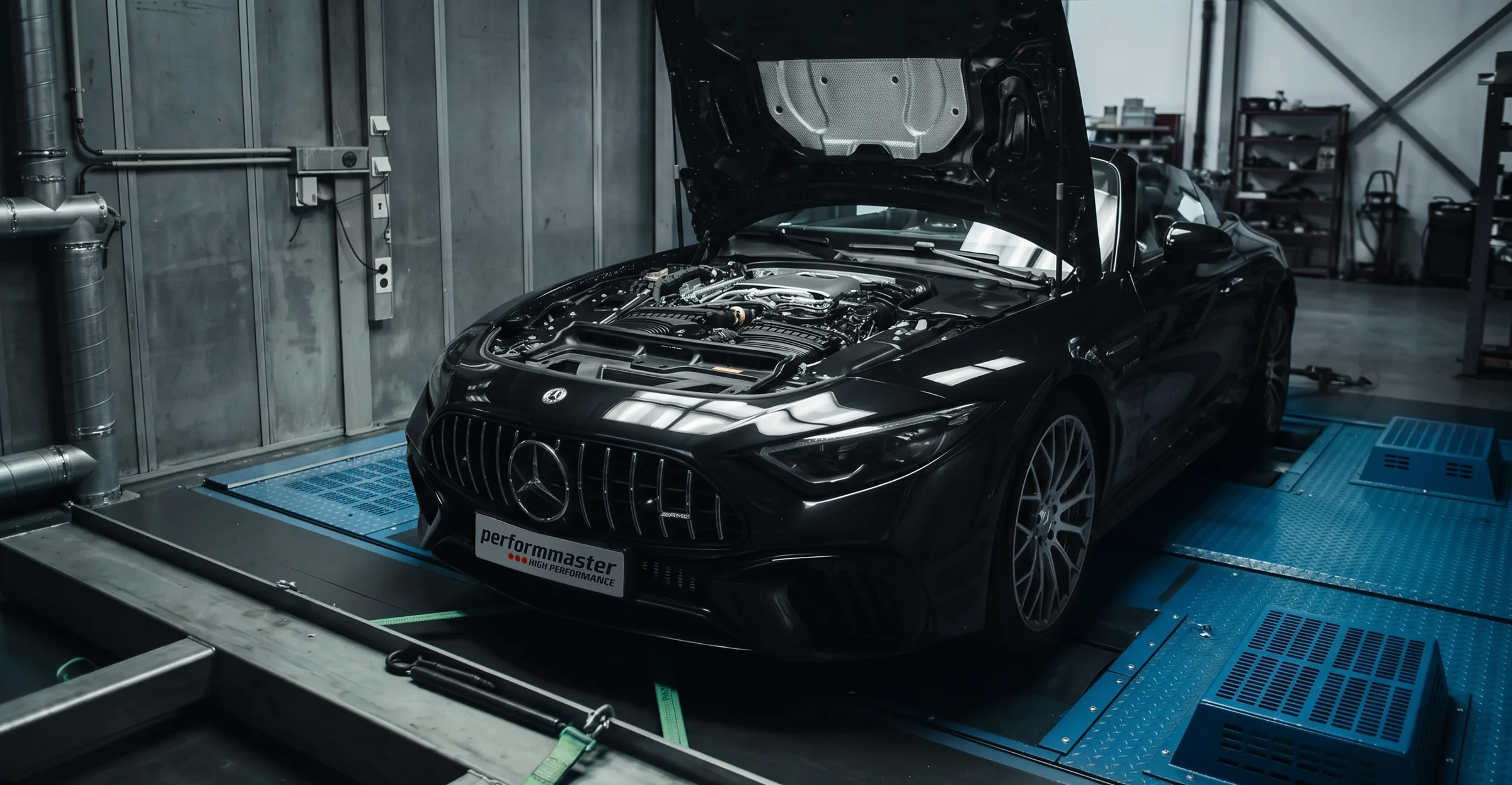 Mercedes-AMG SL ติดตั้งชุดเพิ่มสมรรถนะ PERFORMMASTER บนแท่นทดสอบไดโน