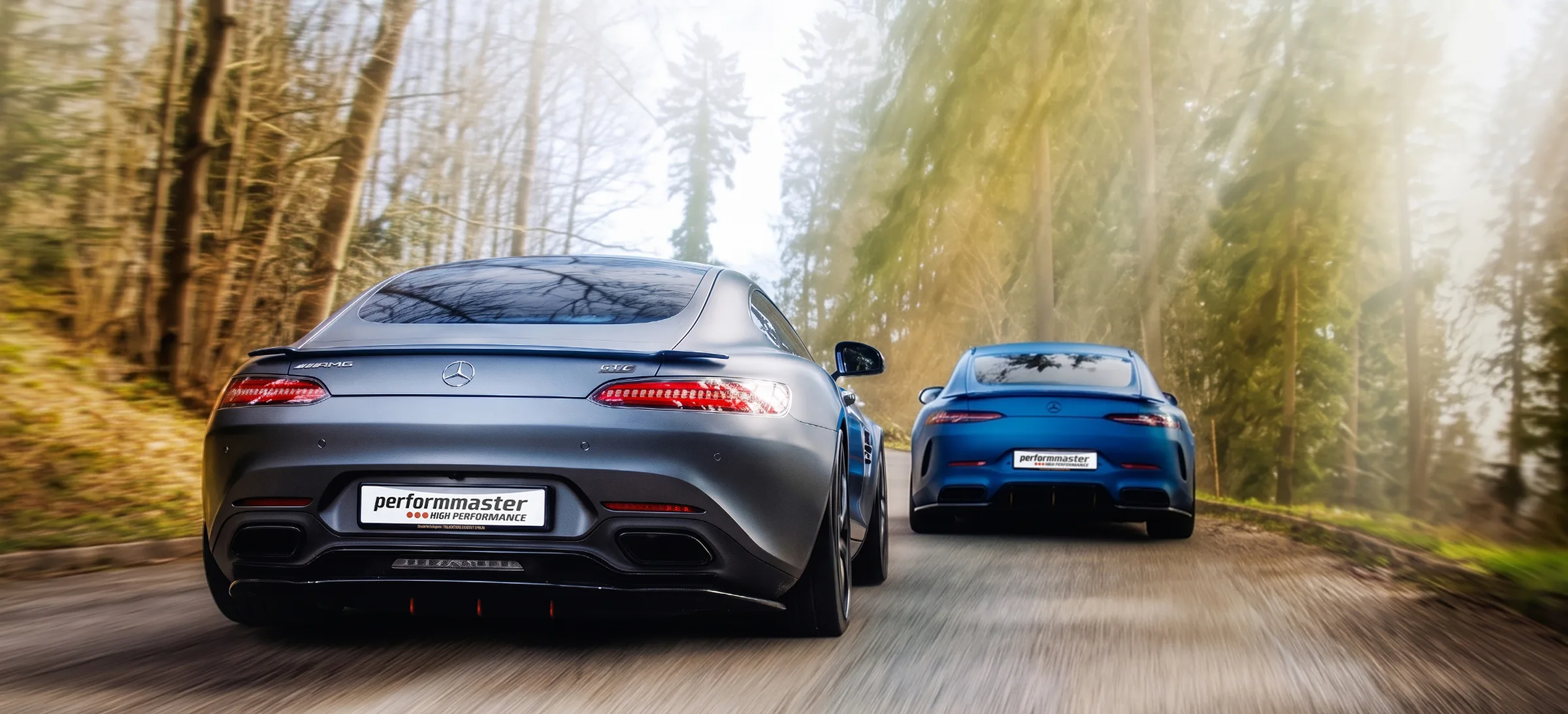 Mercedes-AMG GT ติดตั้งชุดแต่ง PERFORMMASTER วิ่งบนถนนในป่า