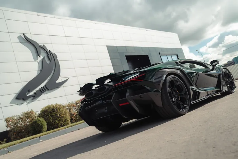 Lamborghini Revuelto with TOPCAR DESIGN R’Evo body kit — Rear three-quarter view