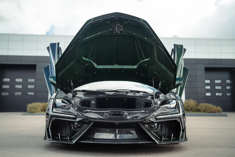 Lamborghini Revuelto with TOPCAR DESIGN R’Evo body kit — Front view with hood open