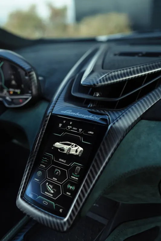Lamborghini Revuelto with TOPCAR DESIGN R’Evo body kit — Center console display