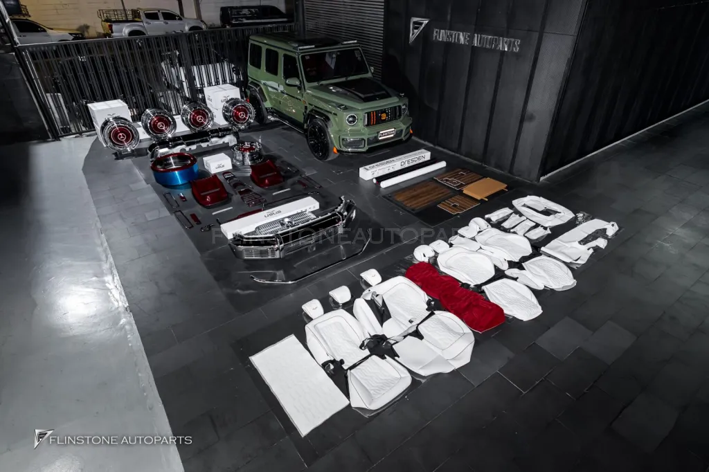 Mercedes Benz Gclass to Parts Kit G Vintage white and red interior Usus red carbon Royal Burgundy Film Twotone