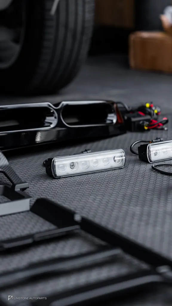 Range Rover Defender สปอร์ตไลท์หลังคาและกันชนหน้า คอนโซนคาร์บอน