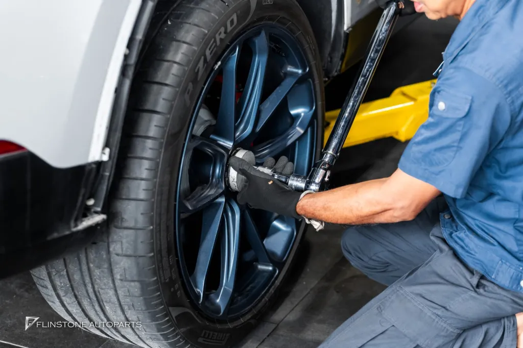 Porsche Cayenne wheels off Deep blue