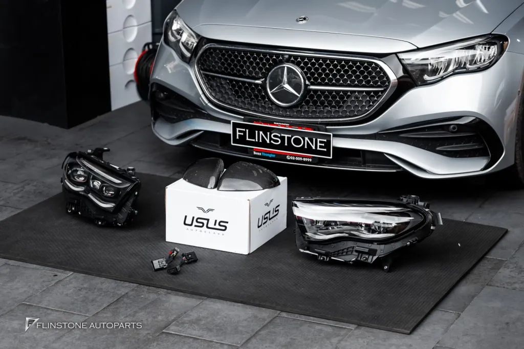 Mercedes Benz W214 ไฟหน้าแท้ กระจกคาร์บอน Usus